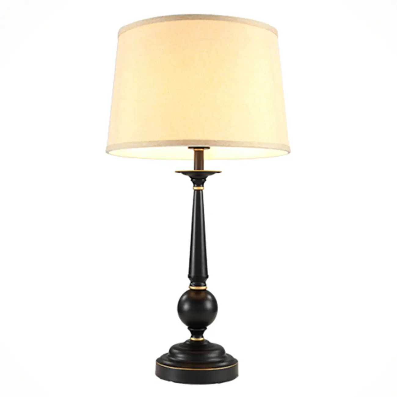 Traditional Fabric Shade Black Metal Standard Table Lamp