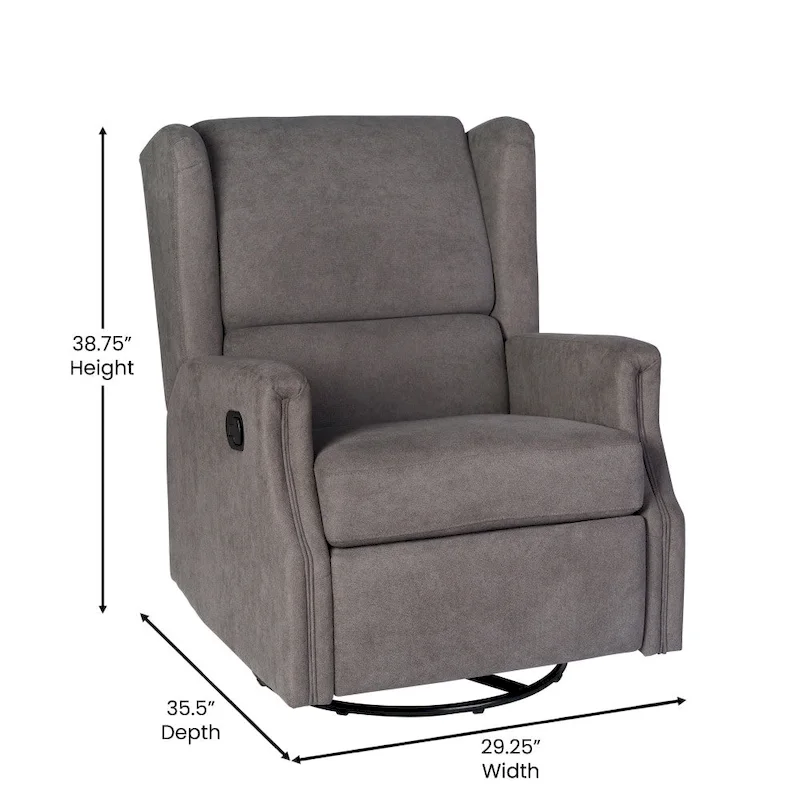 Wingback Manual Rocking Glider Recliner Chair with 360 Swivel