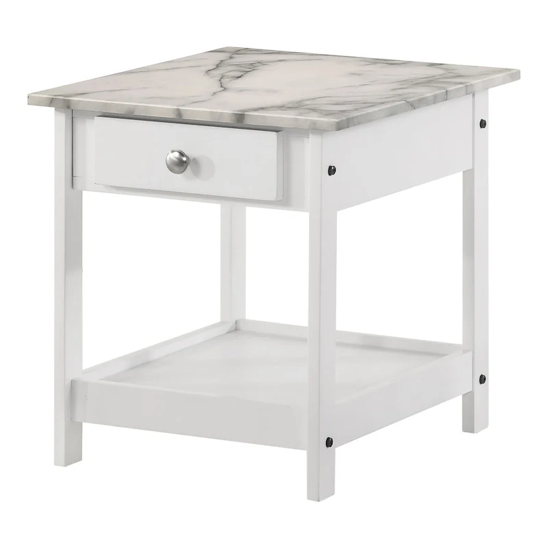 Transitional Rubberwood Coffee Table and End Table with Drawer