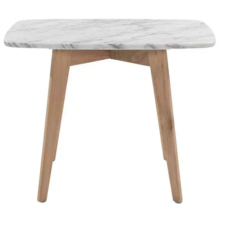 The Bianco Collection Cima Rectangular Italian Black Marble Side Table
