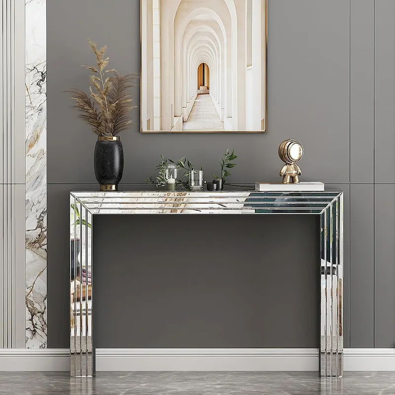 Silver Modern Style Console Sofa Table, Slim Hallway Accent Table