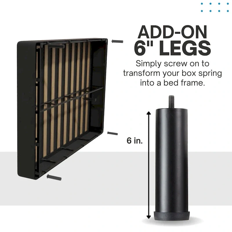 2-in-1 Metal Box Spring Foundation & Bed Frame, Headboard Brackets & Legs Included