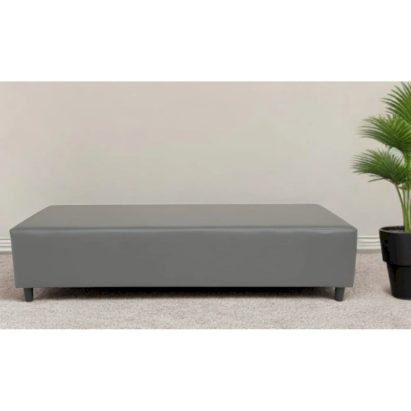 HomeRoots 72  Gray and Black Upholstered Genuine Leather Bench - 72