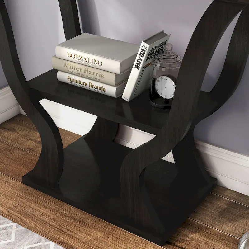 DH BASIC Transitional Espresso 39-inch Console Table with Open-Shelf by Denhour