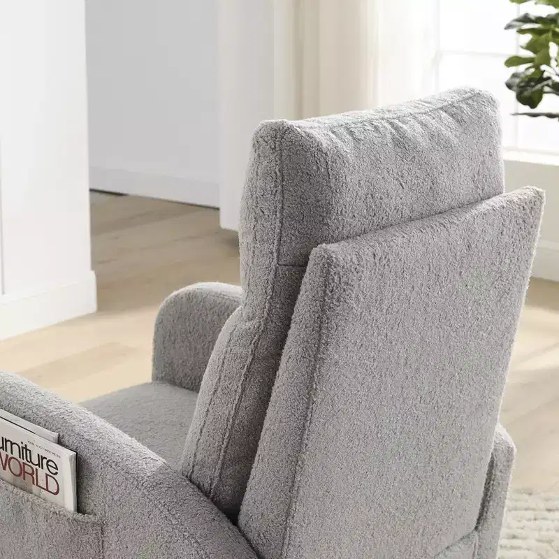 TUYOHW Modern Accent Chair with 2 Side Pockets & High Backrest Upholstered Rocking Chair with Wood Frame Lounge Chair for Living Room, Bedroom