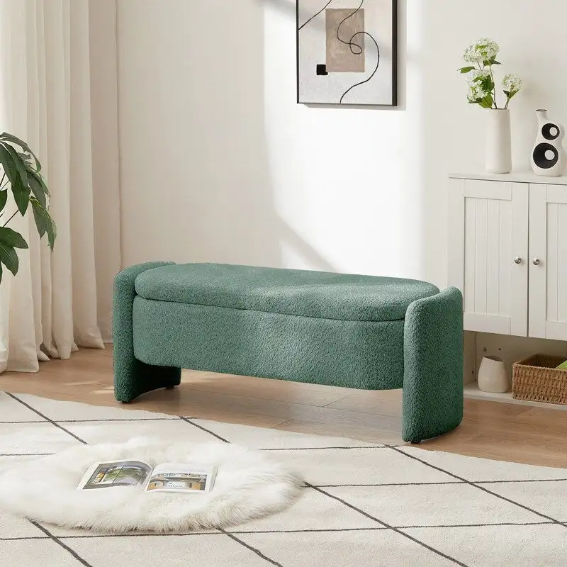 GEITIN Oval Upholstered Bench with Large Storage Space