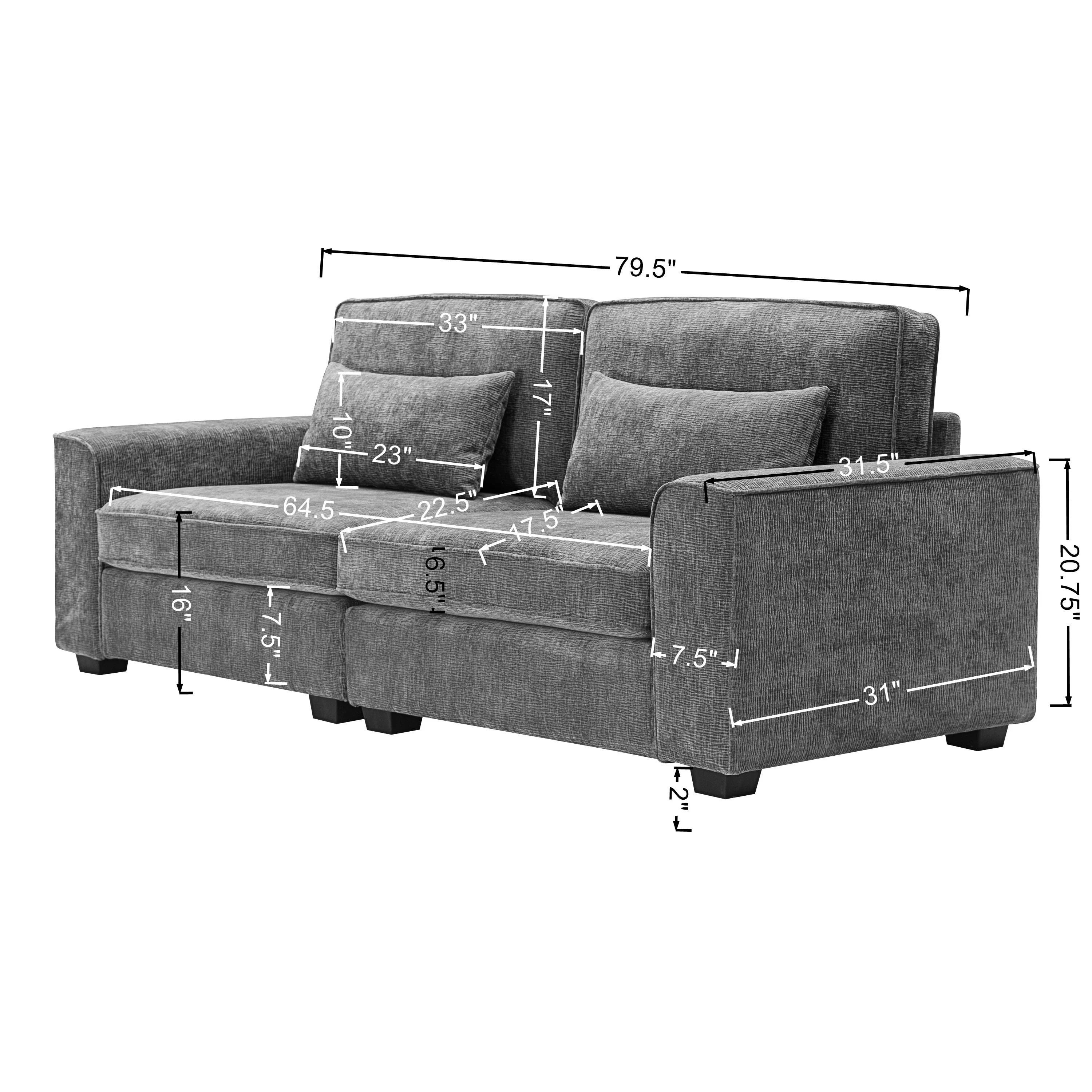 Modern Upholstered Loveseat Sofa with Plush Cushions