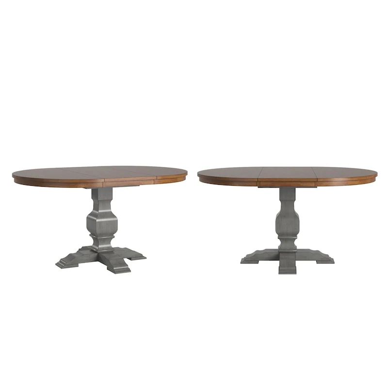 Two-Tone Oval Solid Wood Extending Dining Table