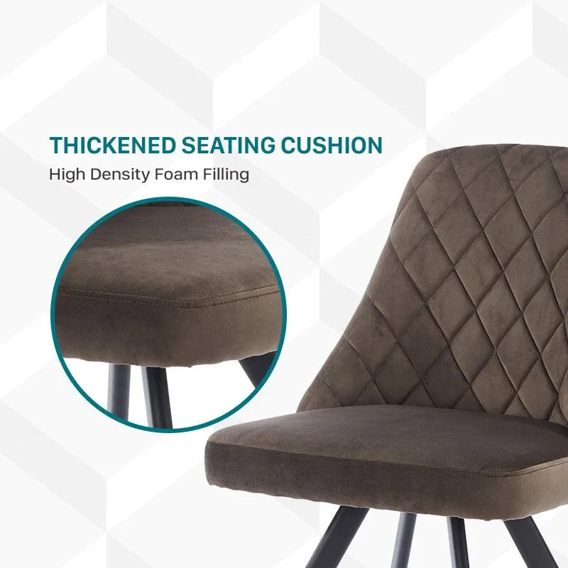 Mid-Century Modern Fabric Padded Diamond Stitch Dining Chair