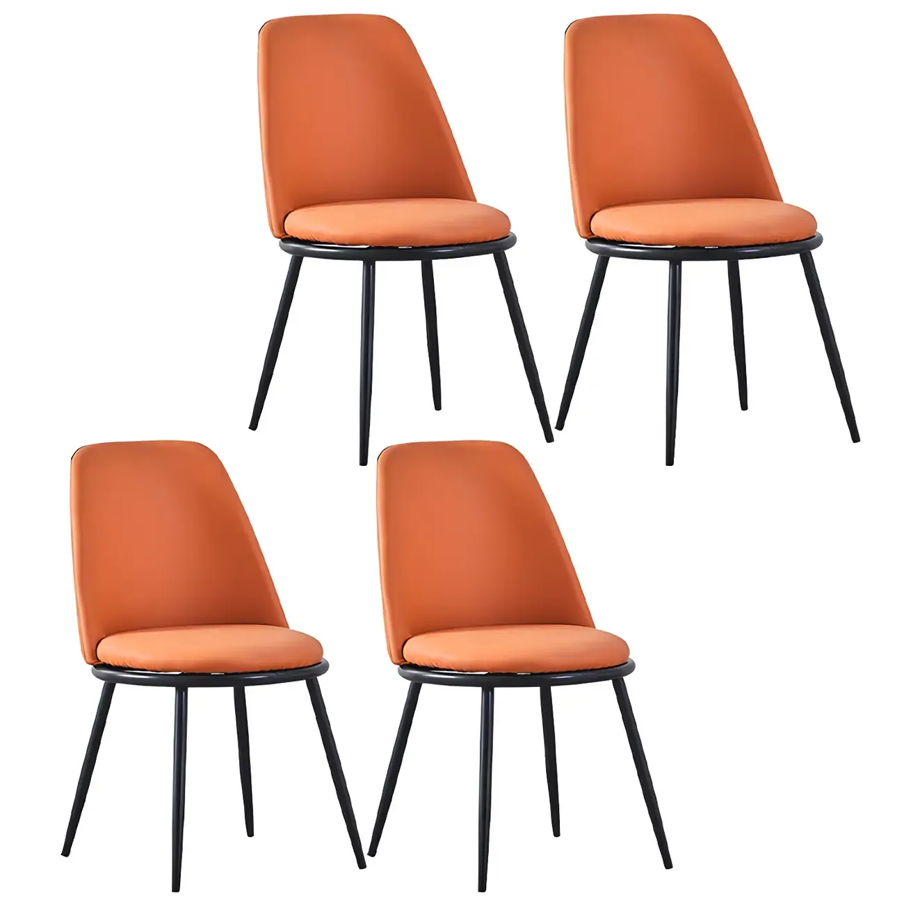 Glam Scandinavian Leather Armless Dining Chairs Metal Frame