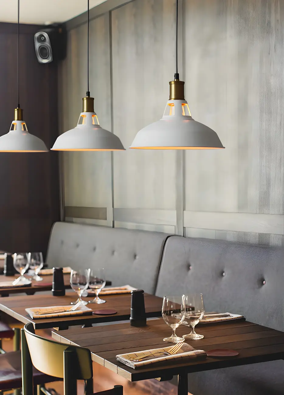 Industrial 1-Light Black Gold Iron Barn Pendant Light