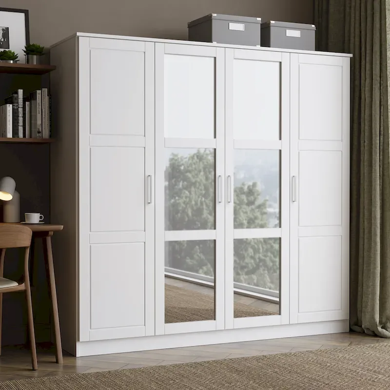 Solid Wood 4-Door Wardrobe Armoire 74.5