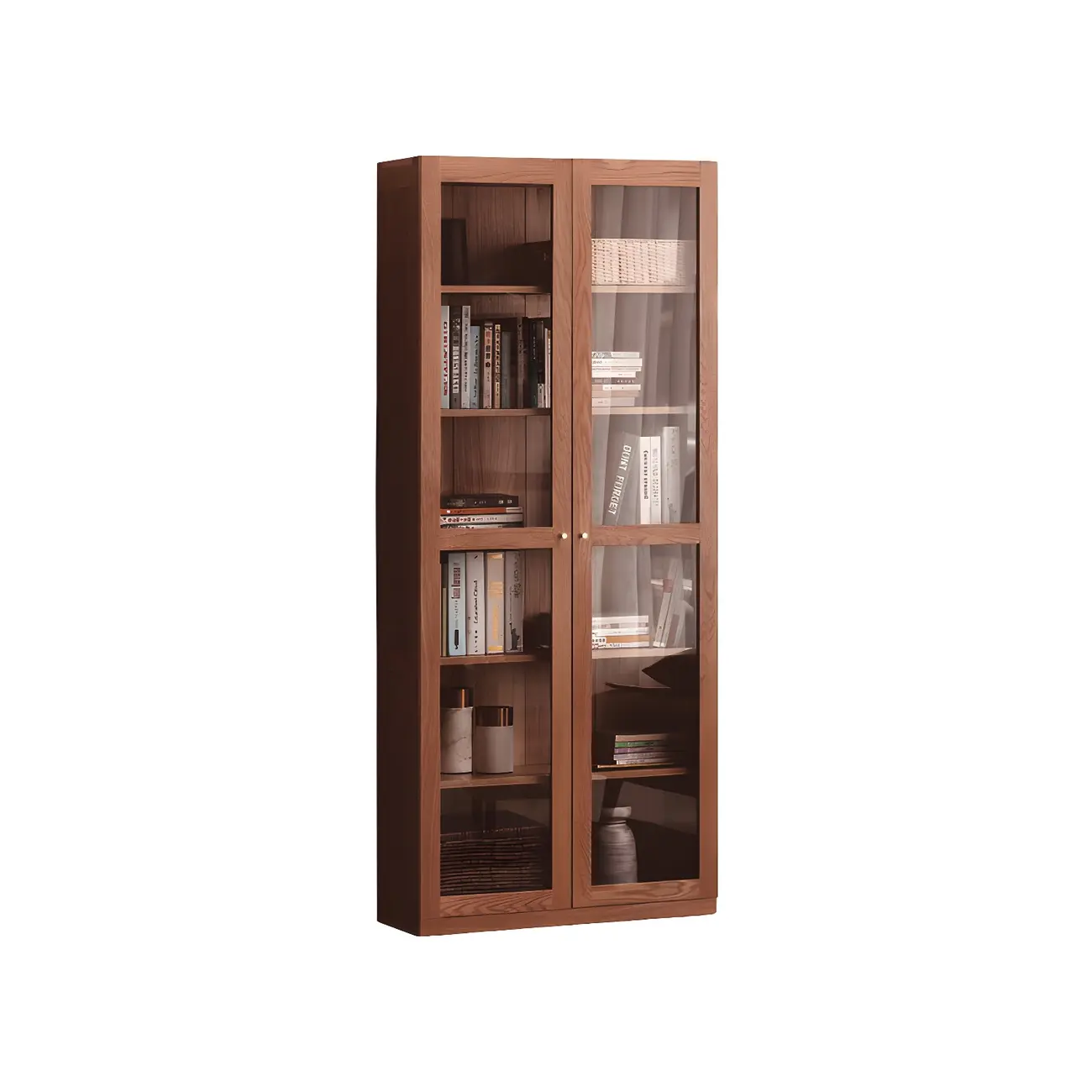 Adjustable Shelves Glass Solid Wood Display Wine Cabinet
