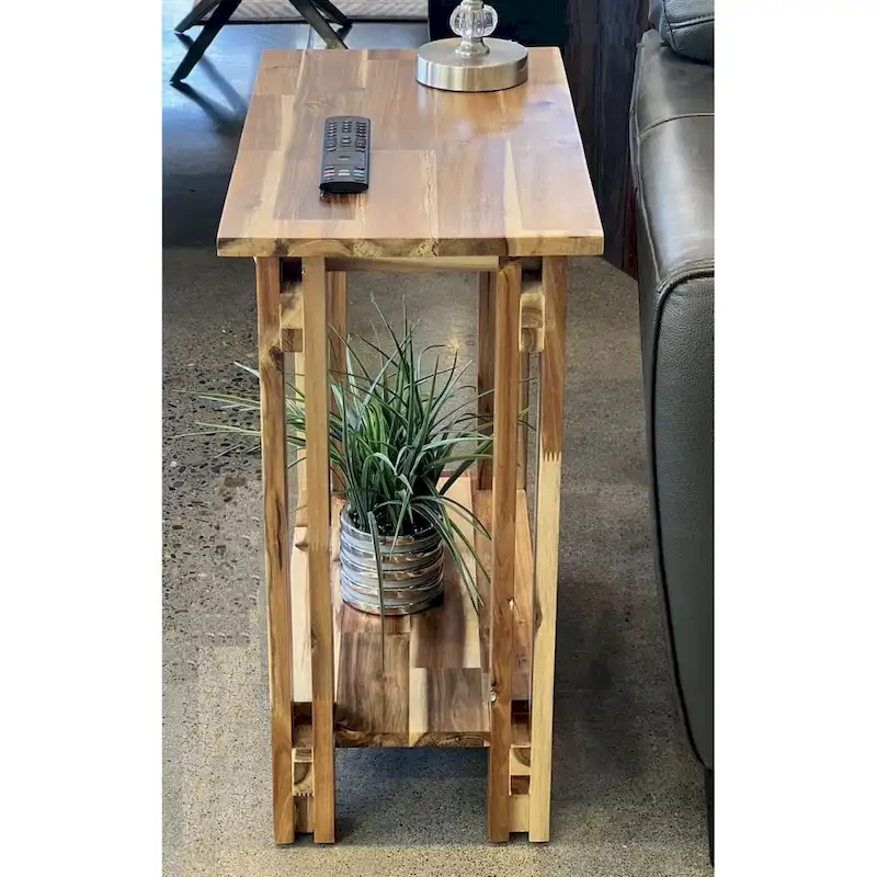 Acacia Wood Architectural Recliner Table with Shelf