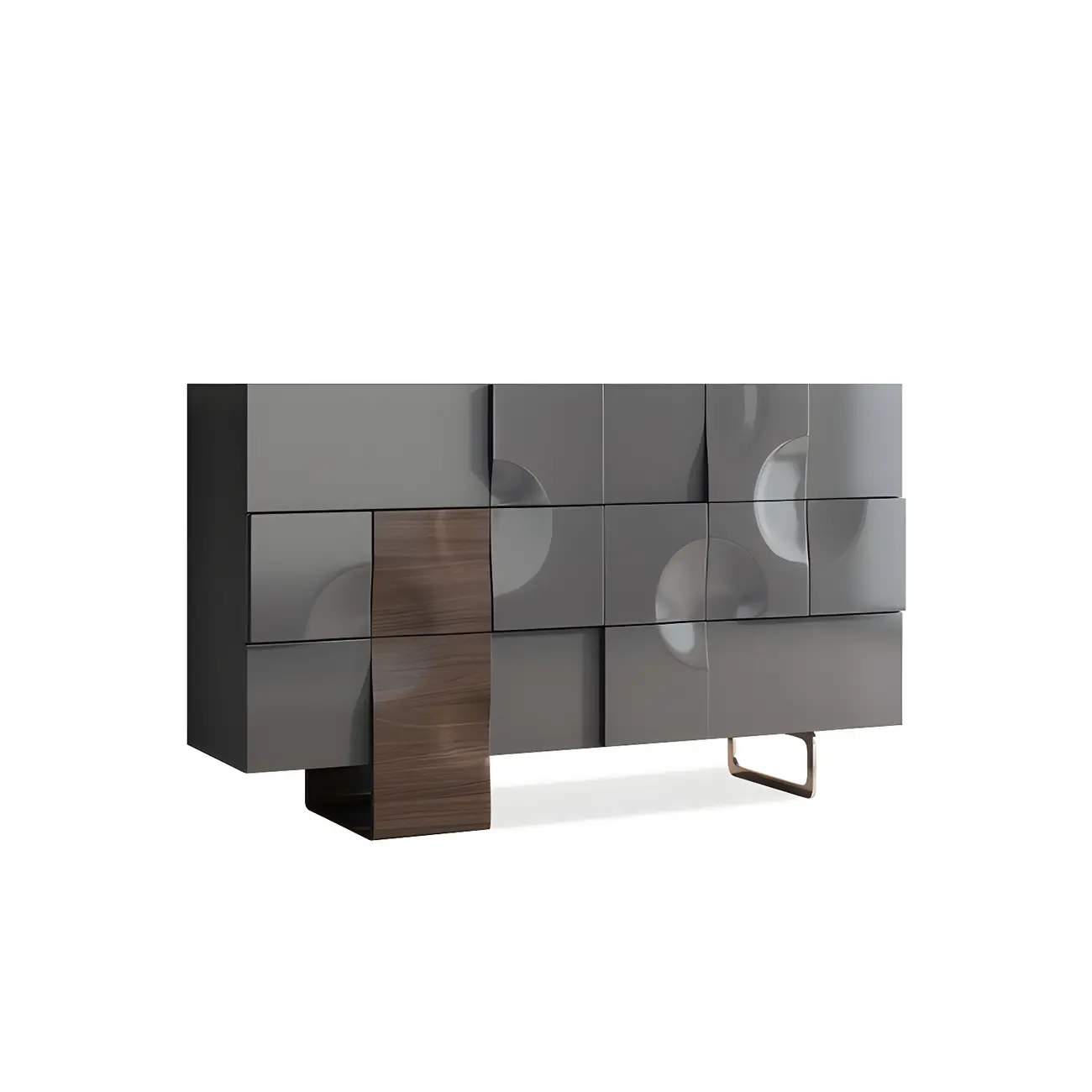 Unique White Wooden Dresser with Irregular Surface