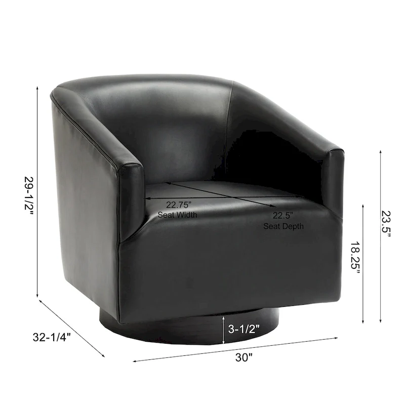 Leather Gel Swivel Chair with Wood Base - Single Seat