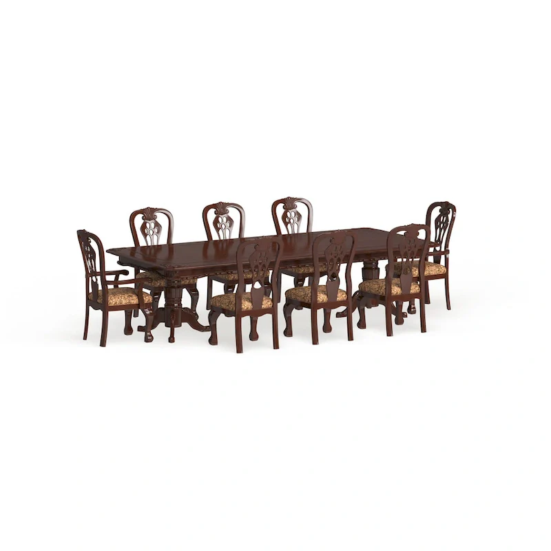 Carpia Traditional Brown Cherry Wood 9-Piece Dining Set by Furniture of America