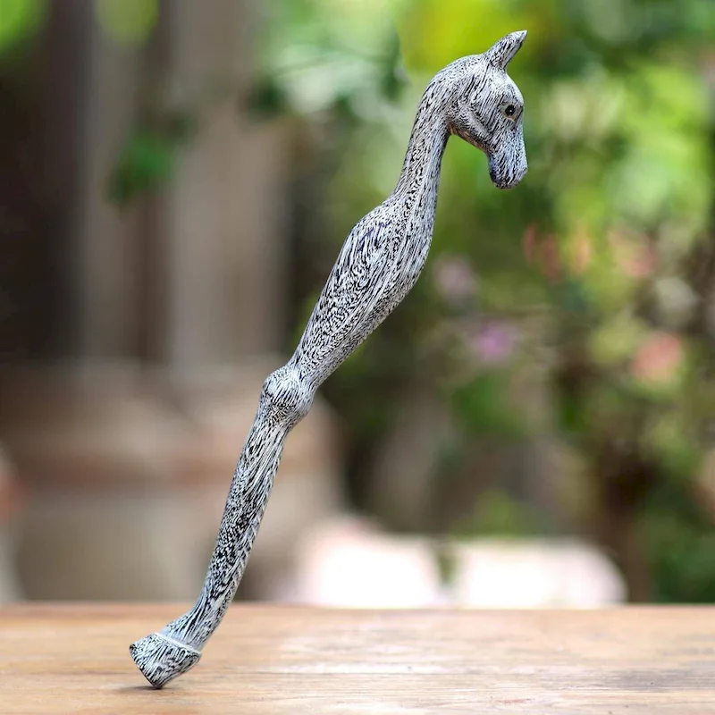 NOVICA Horsing Around, Wood back scratcher - 15.75  H x 1.6  W x 2.4  D