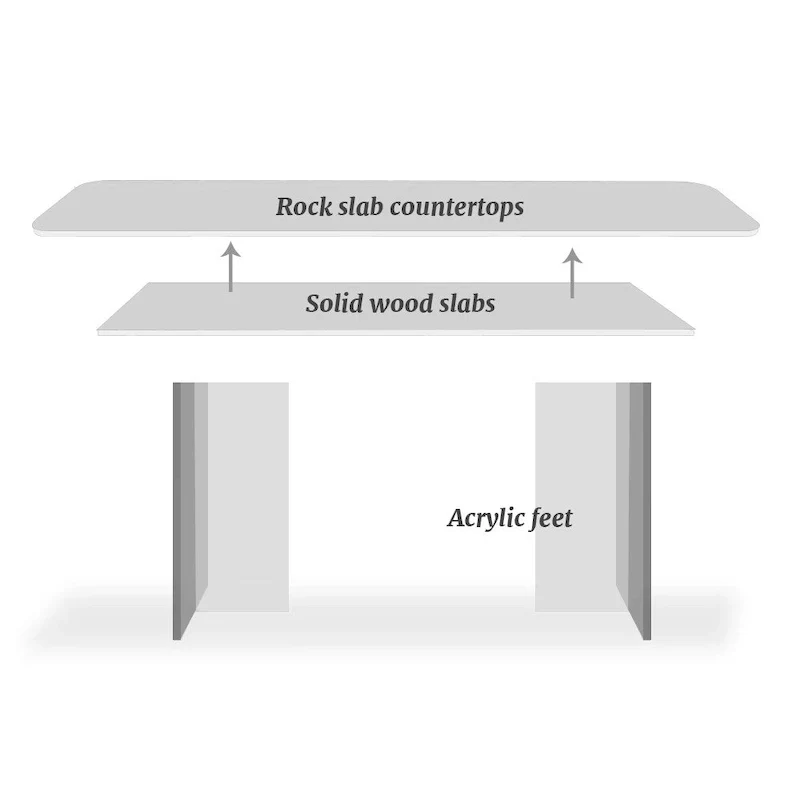 1.8 M Modern Luxurious Italian Rectangular Sintered Stone Dining Table With Acrylic Stand - 1.8M