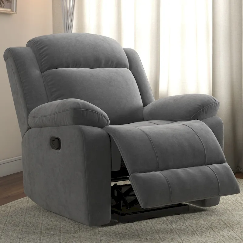 Manual Recliner Chair with Overstuffed Arm and Back