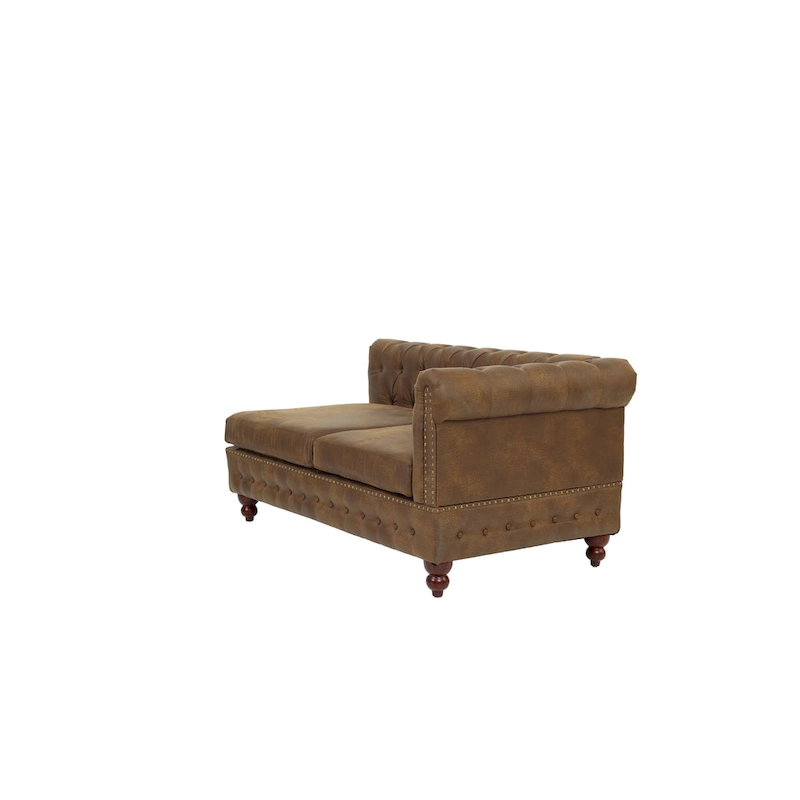 Reversible One Arm Loveseat Dark Coffee Breathable Leatherette Tufted 1Pc Couch Living Room Furniture