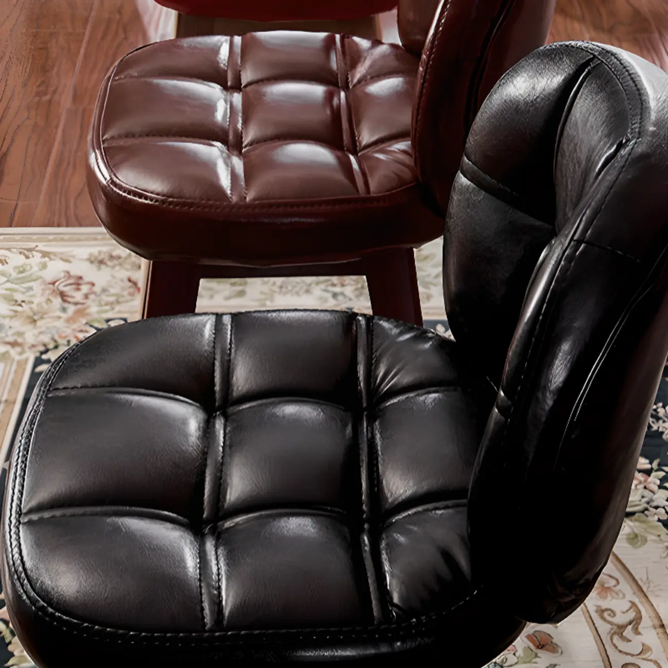 Elegant Low Back Bucket Faux Leather Bar Stool