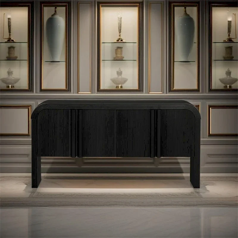 Striped Storage Cabinet with 4 Doors