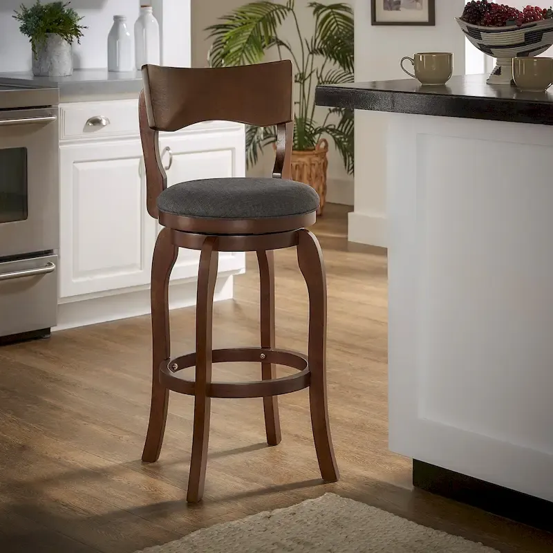 Lyla Swivel 29-inch Brown High Back Bar Height Barstool by iNSPIRE Q Classic