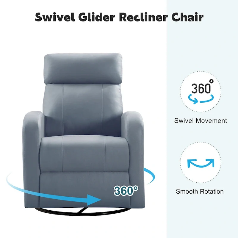 Faux Leather Swivel Rocking Recliner - Single Seater