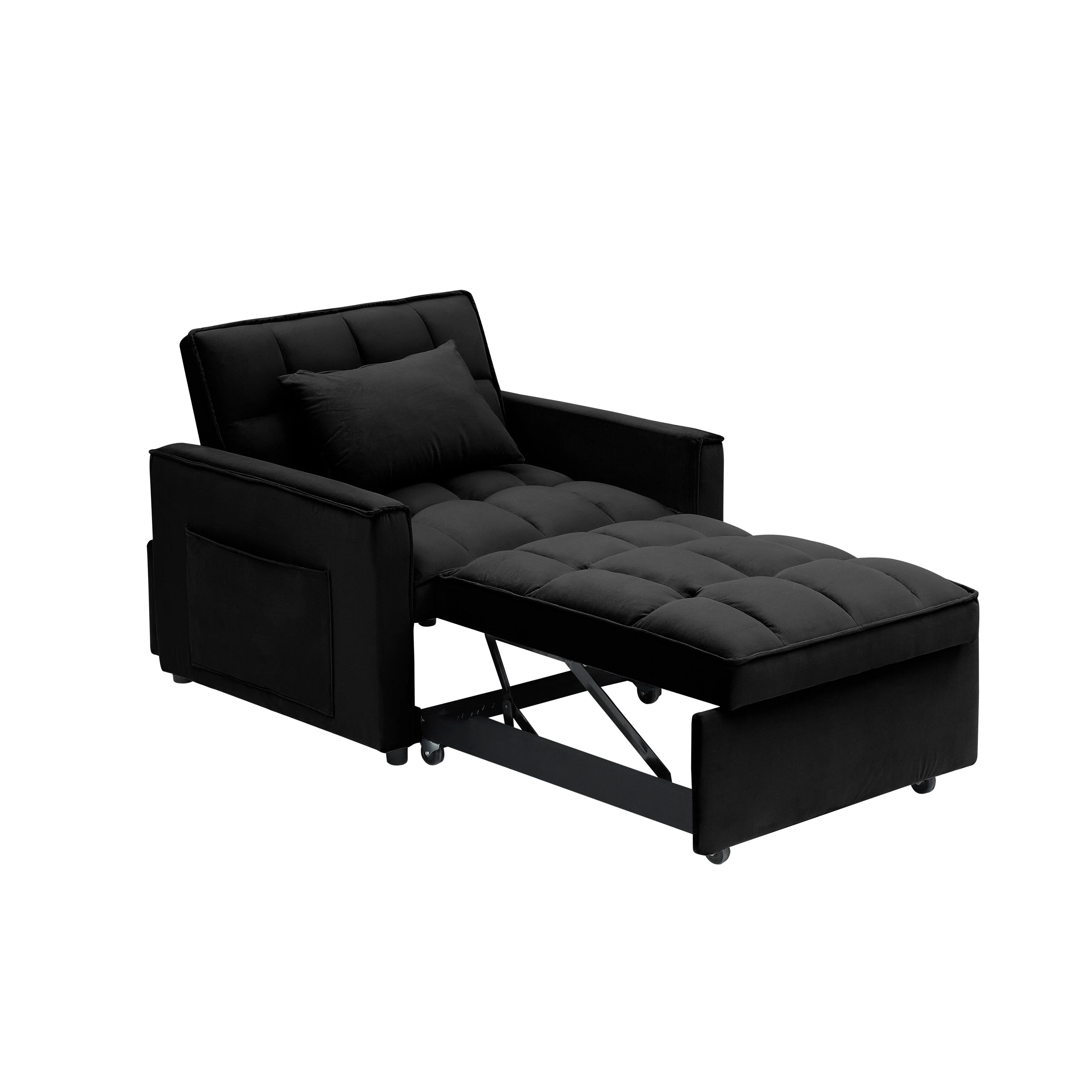 Convertible Sofa Bed with Adjustable Back and Wheel