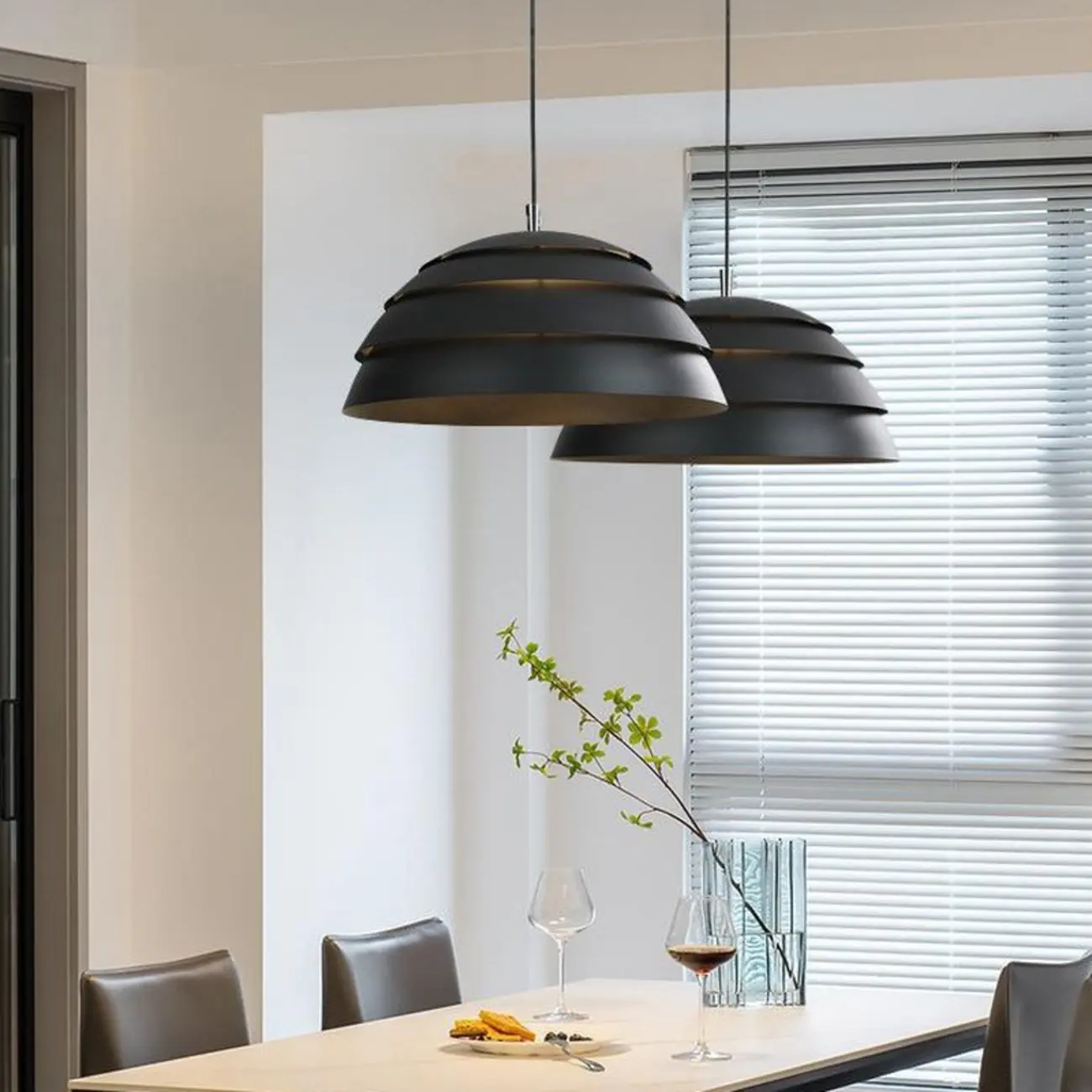 White Layered Iron Dome Kitchen Pendant Light