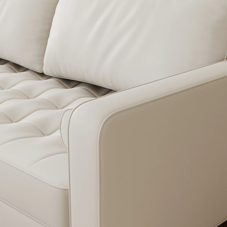 Stateside Mid-Century Square Arm Leather Covered Loveseat Sofa 59