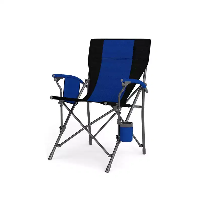 Gymax 1/2PC Adjustable Foldable Camping Chair w/ Cup Holder Side Pocket Anti-Slip Feet and Carry Bag Black+Grey/Black+Navy