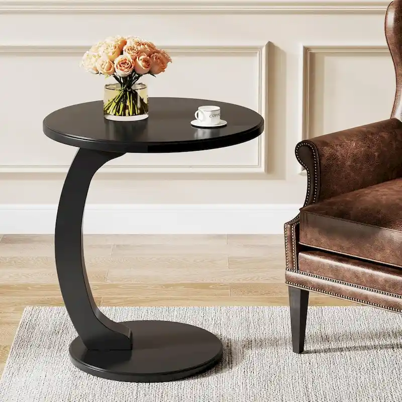 Wooden C-Shaped End Table