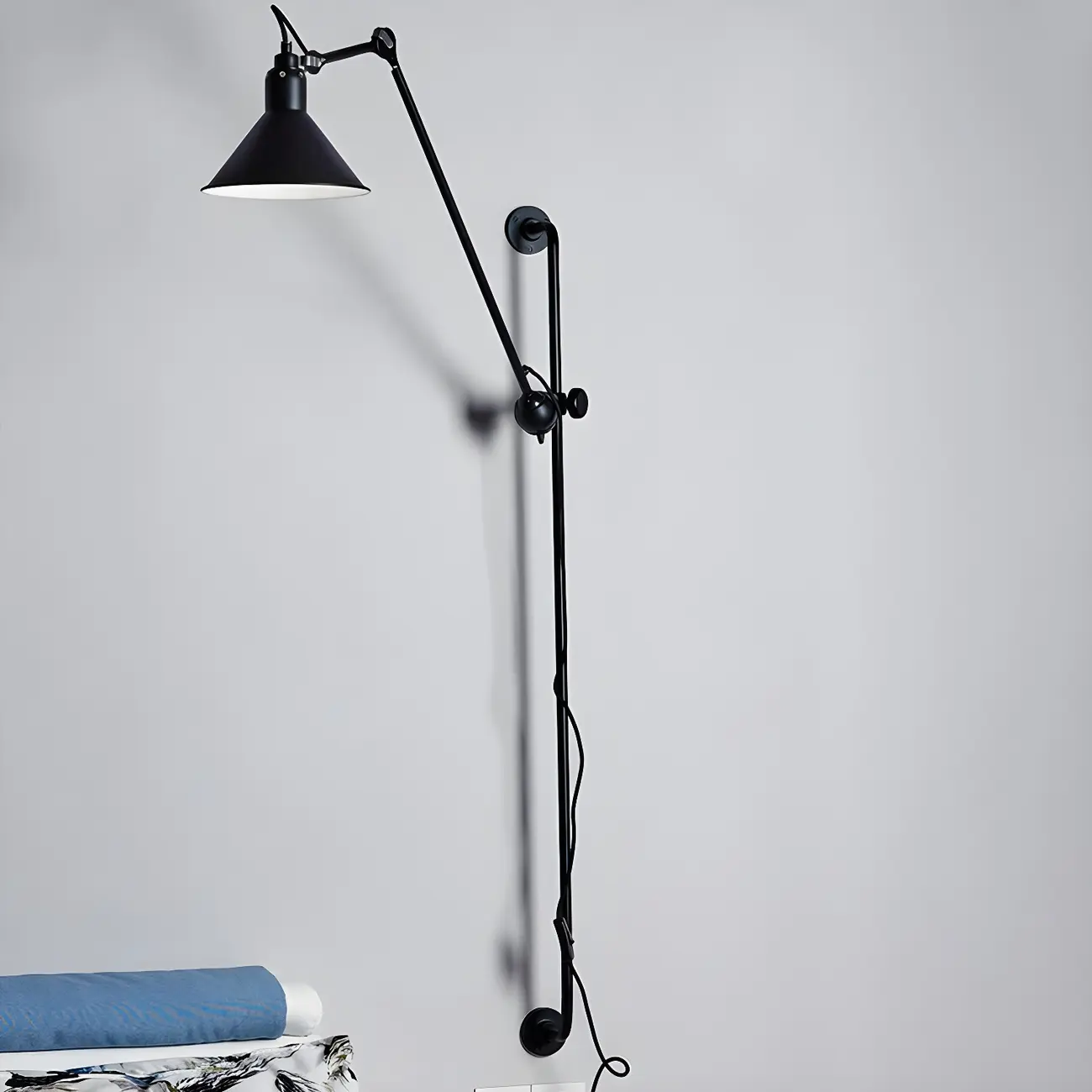 Modern Metal Black Adjustable Swing Arm Wall Light