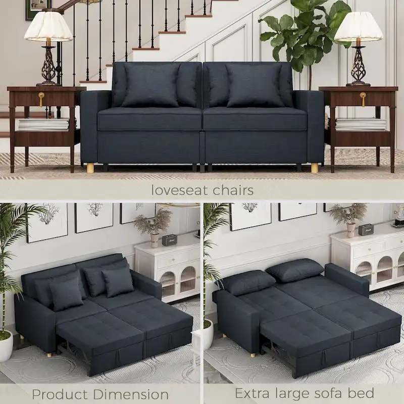 Double Sleeper Chair Bed with Adjustable Backrest