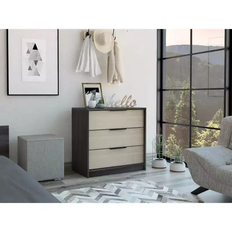 Okak Modern 3-Drawer Bedroom Dressers with Superior Top,Wooden Dresser Chest ,Chest of Drawers for Bedroom/Entryway/Study