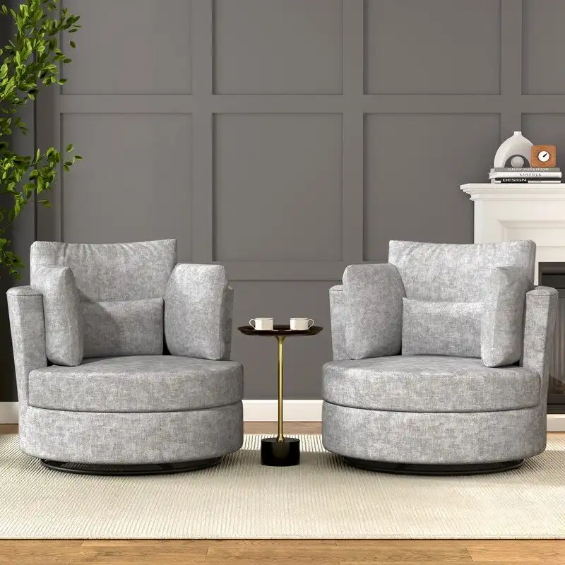 Chenille Swivel Soft Modern Upholstered Accent Chair (Set of 2)