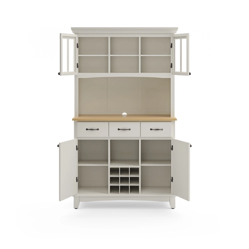 Homestyles Buffet of Buffets Off-White Server with Hutch & Wood Top