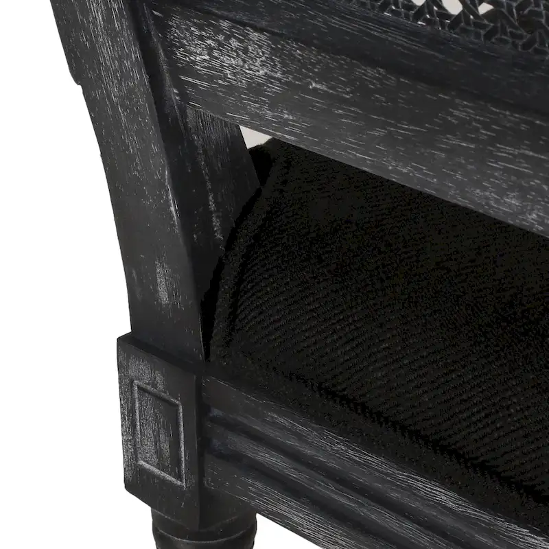 Natural Wood and Cane Upholstered Dining Chairs for 4 People