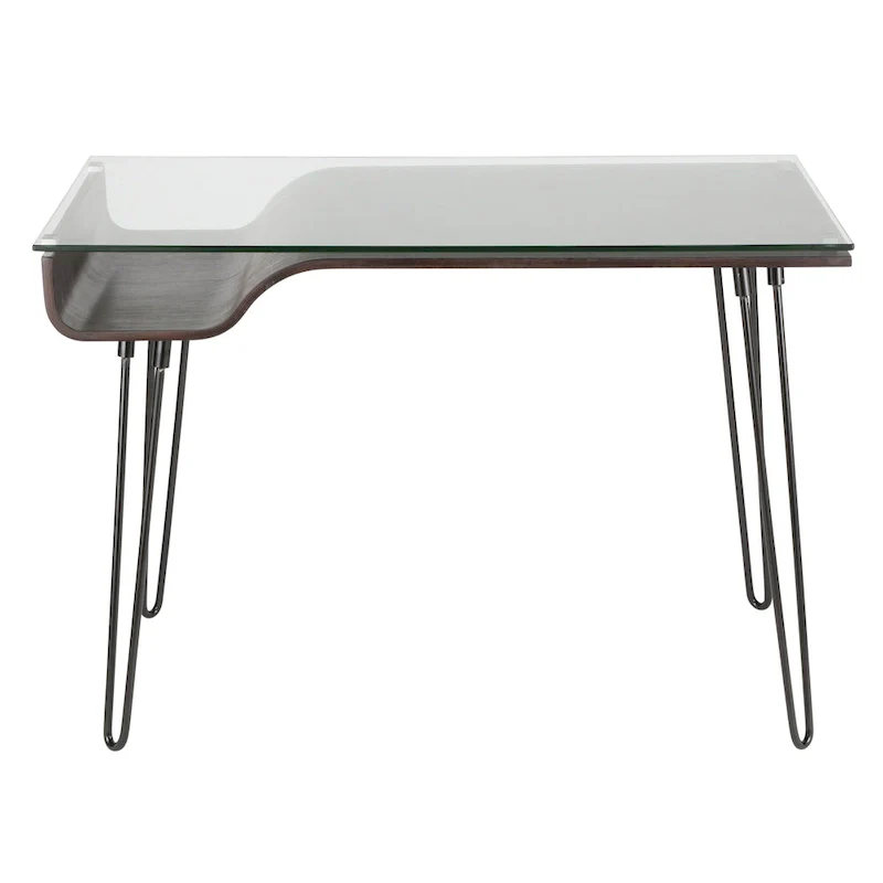Mid-Century Modern Office Desk with Glass Top