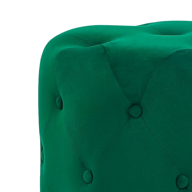 Adeco Round Velvet Ottoman Vanity Footrest Stool Gold Plating Base