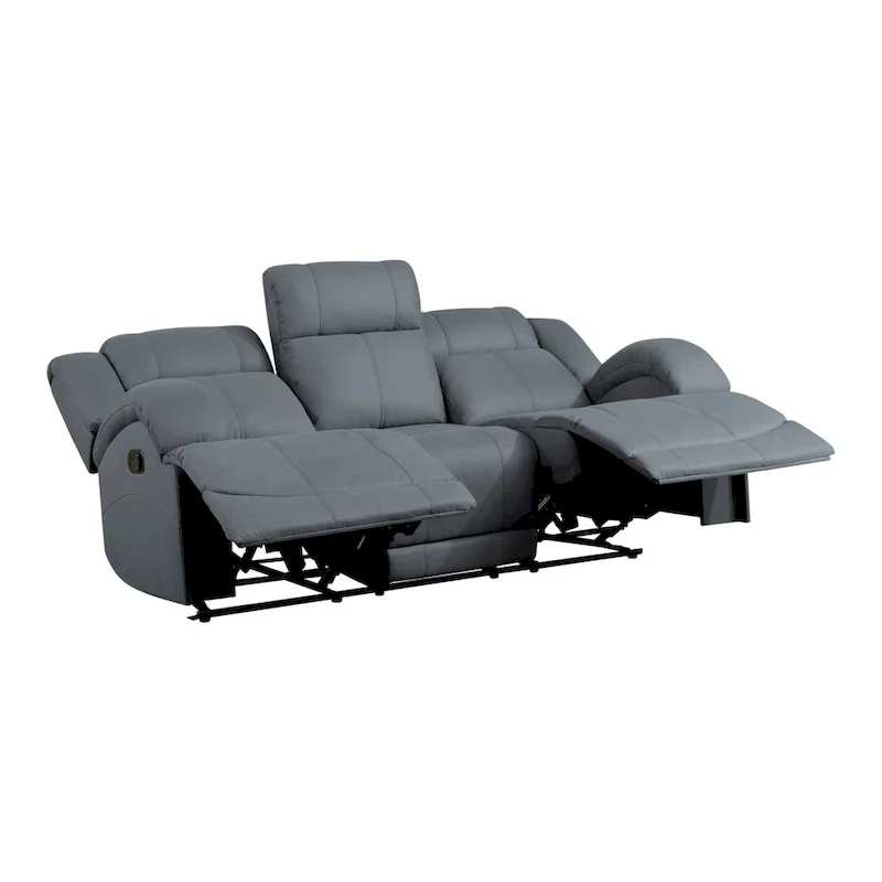 Blue Microfiber Double Manual Recliner Sofa with Pillow Top Arms – 2-Seat