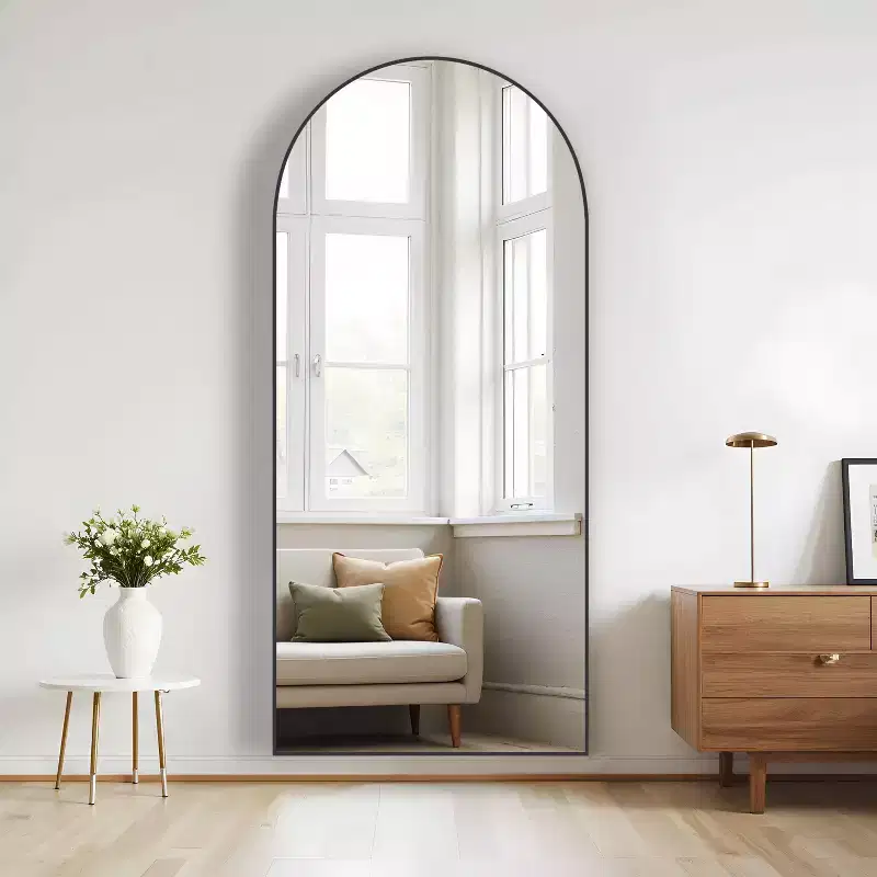 PexFix 71x31 Arch Metal Full Length Mirror Floor Mirror in Black