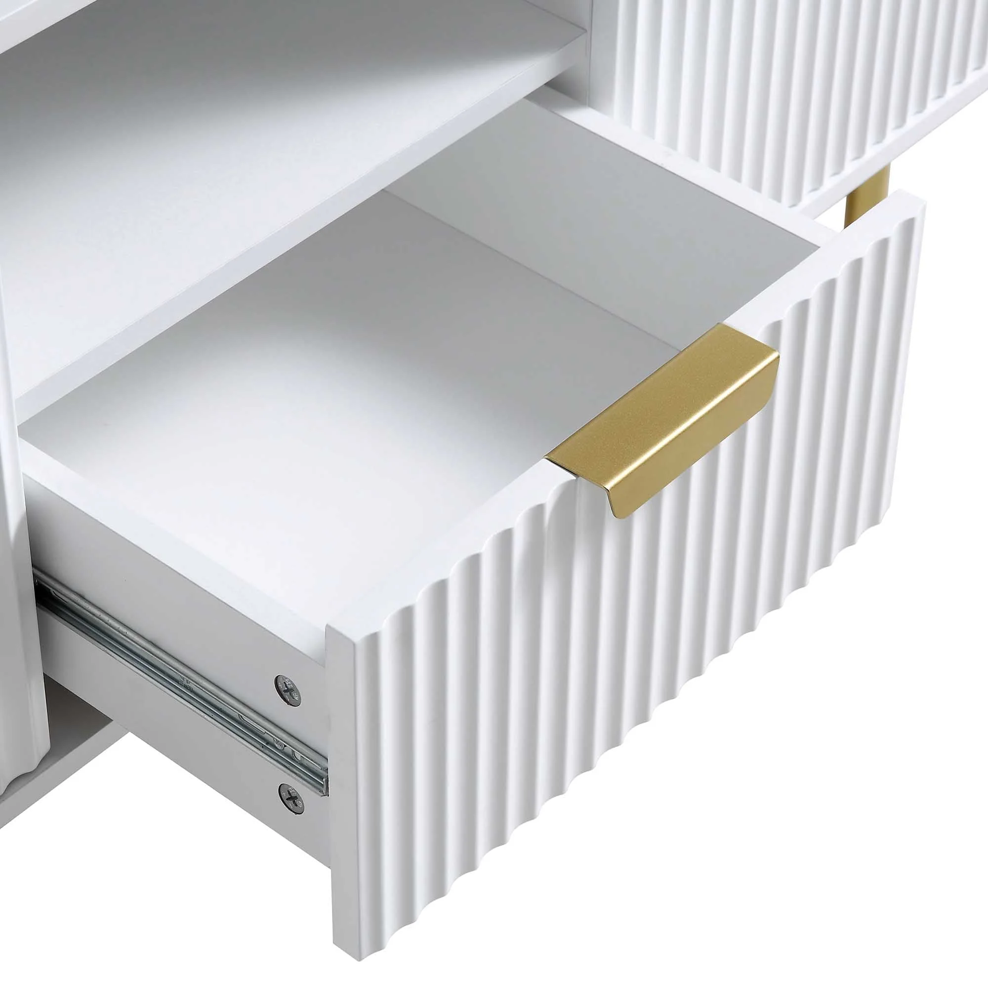 Ridged TV Media Unit, Matte White