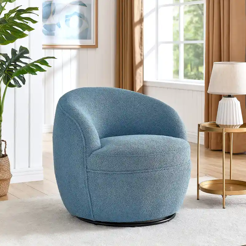 Galleria 360 Swivel Teddy Sherpa Fabric Barrel Chair