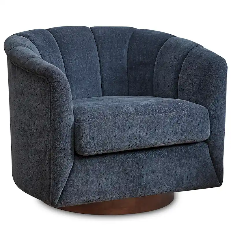 Fabric Swivel Chair with 360 Rotation, Wooden Base and 350lb Weight Capacity