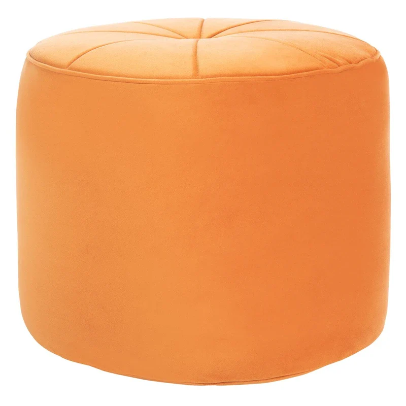 Orange / Lilac / Dark Emerald Green / Light Grey Velvet Cylinder Pouf Ottoman – 1 Person
