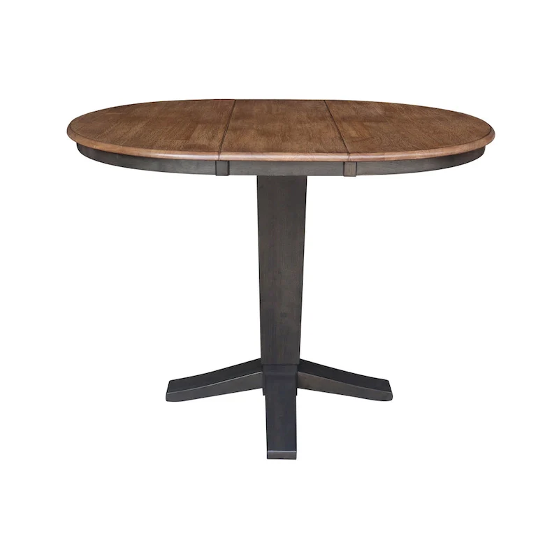 36 in Round Top Pedestal Counter Height Dining Table with 12 in Leaf