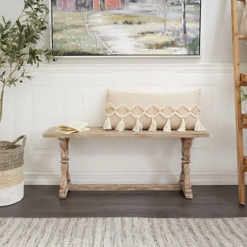 Brown Distressed Fir Wood Console Table / Entryway Bench – 2 Sizes